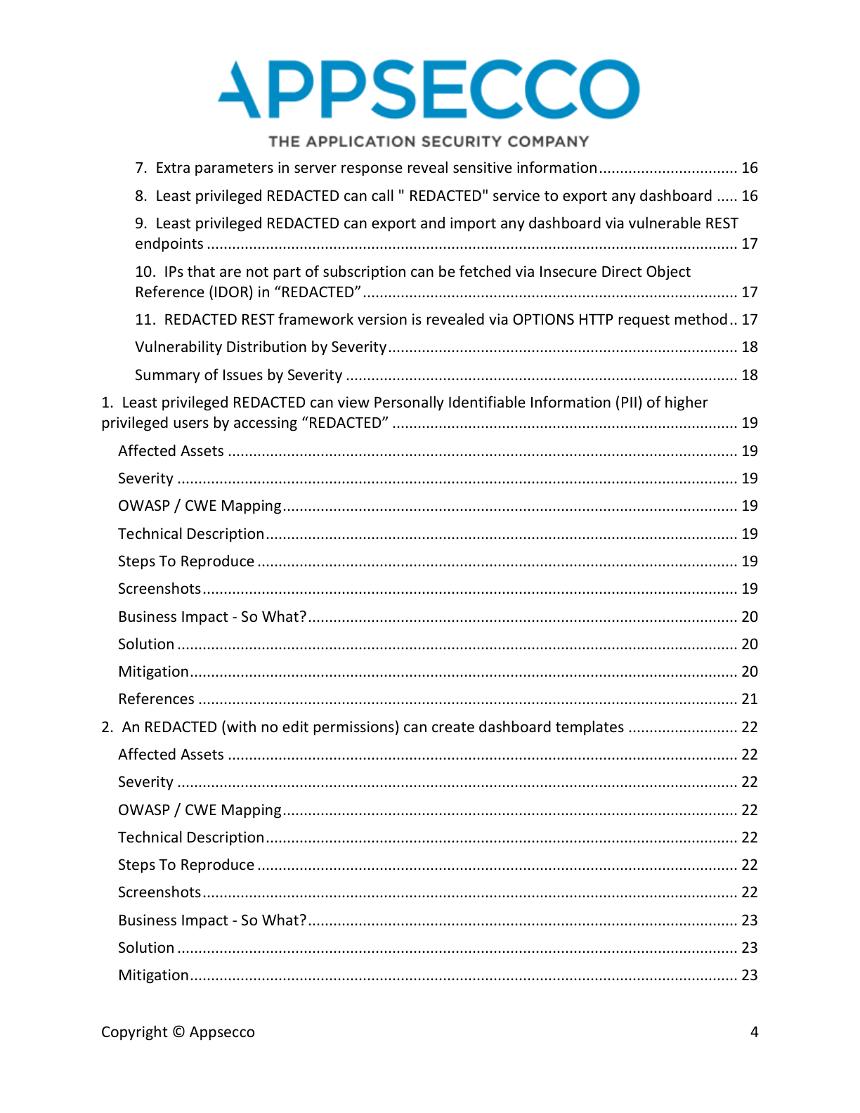 Sample report example finding